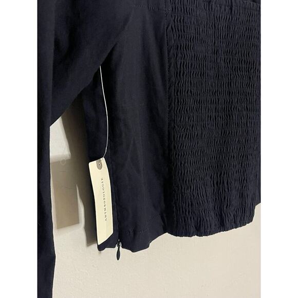 Anthropologie Maeve Top S Navy Blue Wynne Square Neck Smocked Back Shirt NEW - Picture 12 of 12